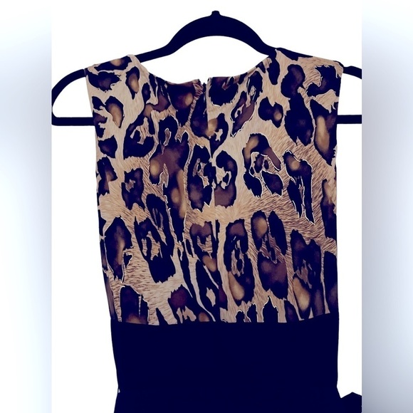 Cache Black Cheetah Print Empire Dress Size 0 - Picture 4 of 8